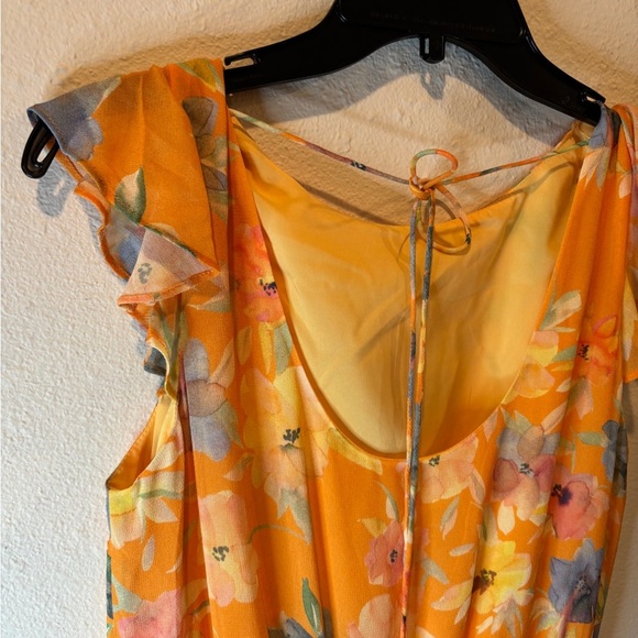 Y2K Amanda Uprichard Orange Floral Asymmetrical Dress - Picture 8 of 10